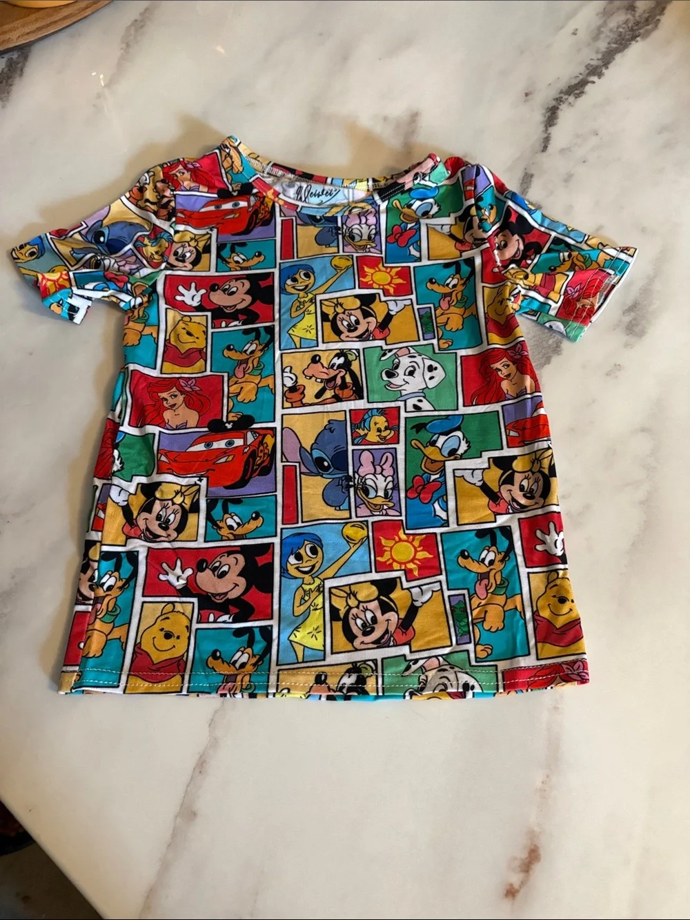 Disney Multi-Character Panel Short Sleeve Pajama Set - Red, Blue, Yellow, Green